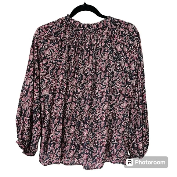 Faherty Portia Top with Fiona Black Floral Print Medium - Picture 6 of 6